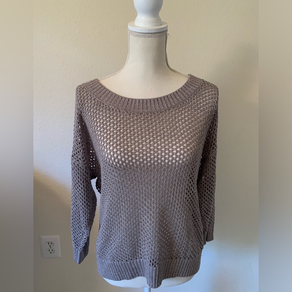 INC International Concepts Gray Fishnet Sweater